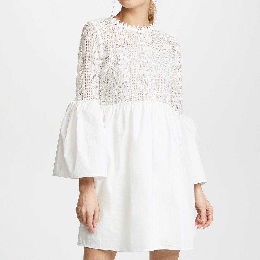 Endless Rose Ivory Eyelet Bell Sleeve Mini Dress - Picture 10 of 12